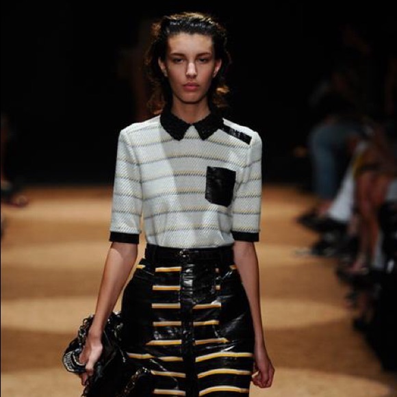 Proenza Schouler Tops - Proenza Schouler Runway Striped Raffia Polo Shirt
